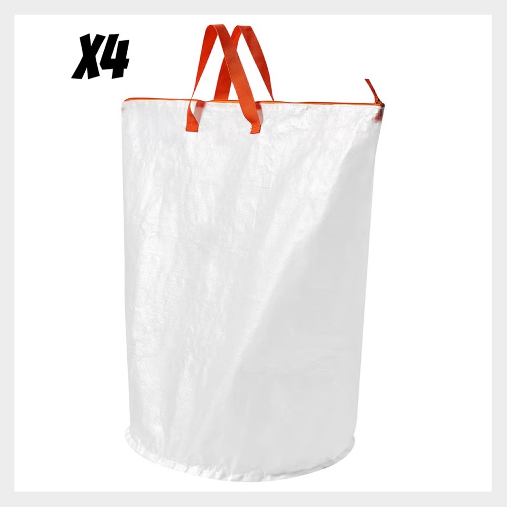 4 Large White Laundry Hamper with Orange Handles